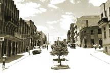 Avenida Barão do Rio Branco com canteiros centrais. Década de 50. Foto arquivo municipal.