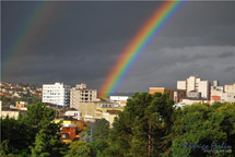 Arco-íris sob Caçador após chuva de verão. Foto Rodrigo Ferlin.