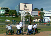 Basquete dos cadeirantes no Dia do Desafio, Parque Central. Foto Miriam Staskowian.