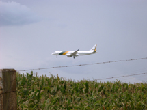 Foto tirada sabado dia 10/03/12. Avião da Força Aérea Brasileira pousando no Aeroporto de Caçador. Por Tayana Somenzi.