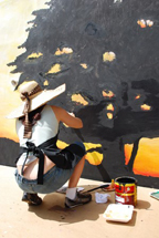 Pintura em muro. Foto Mariana Piacentini.