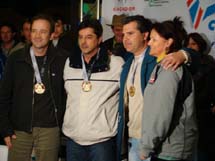 Prefeito Saulo Sperotto, secretário regional Gilberto Comazzetto, presidente da CCO do Parajasc, Munir Bittar e integradora esportiva da SDR Caçador, Maria Joanete Pavelski, receberam homenagem pelo V Parajasc. Foto Murilo Roso.