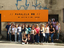 Bienal: Alunos e ex alunos do curso de artes visuais da UnC em viagem a São Paulo. Foto Giovana Castanheira Bazeggio.